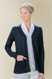 Wool cardigan for spa staff