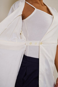 white womens wrap spa tunic