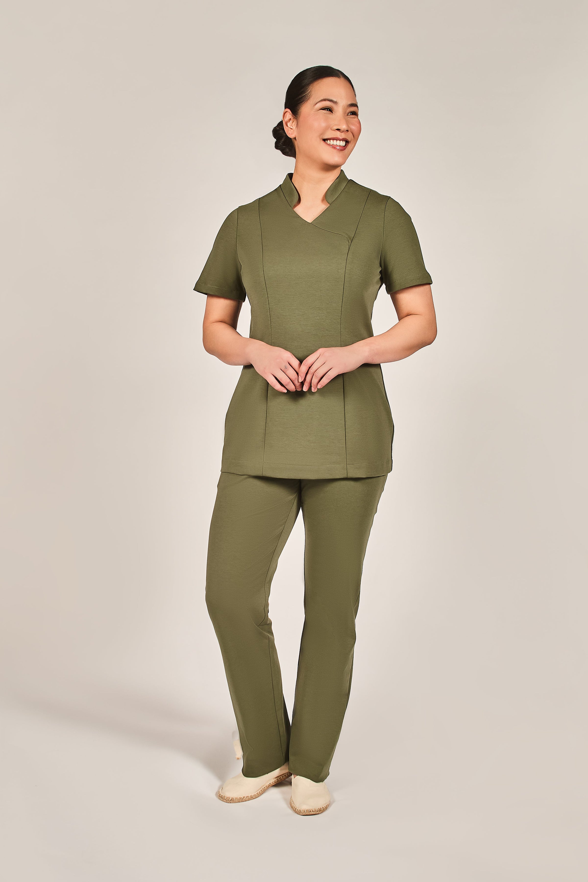 green cotton spa therapist uniform green
