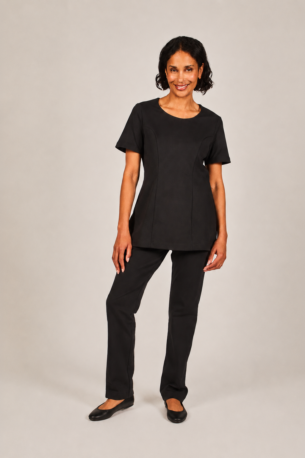 black spa uniform tunic