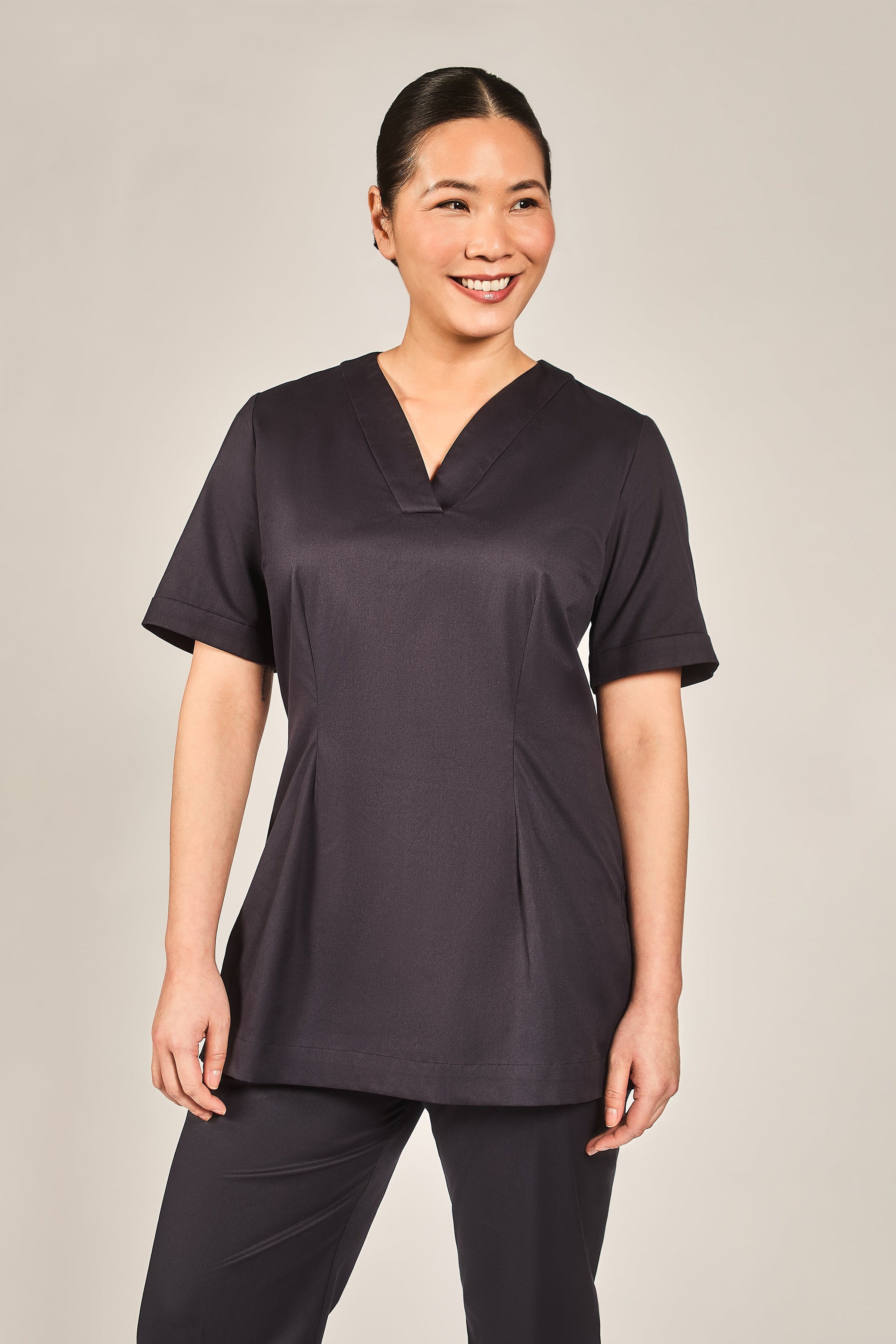 navy spa tunic wellness