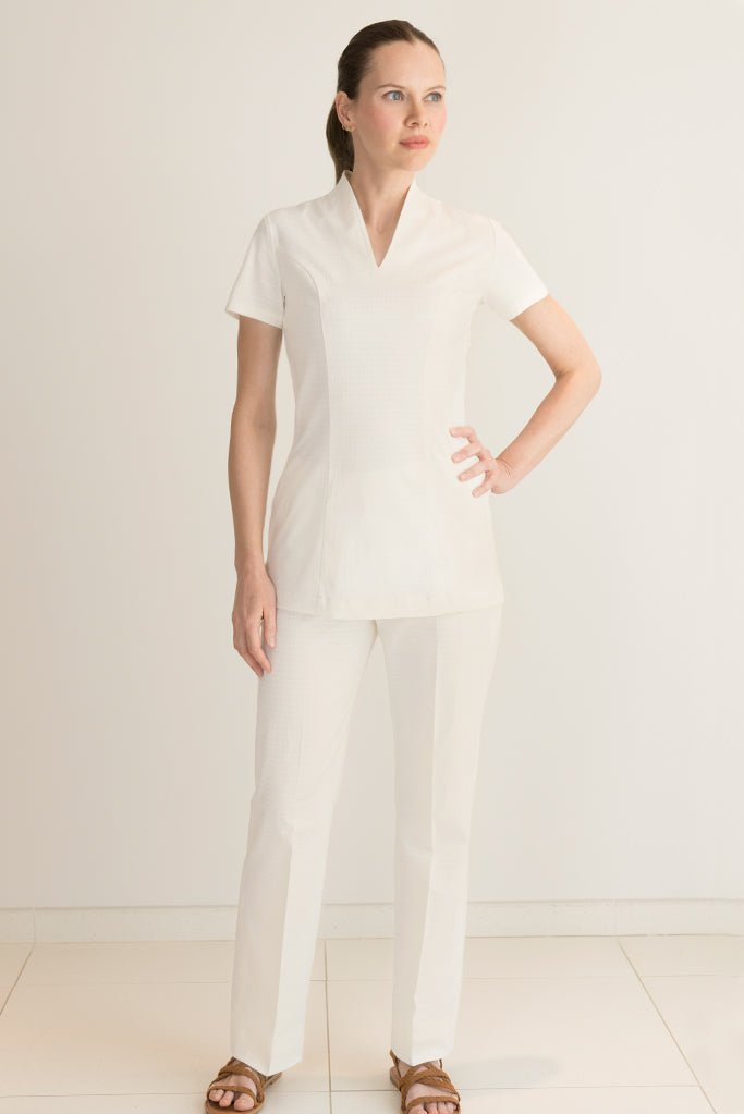 white spa trousers