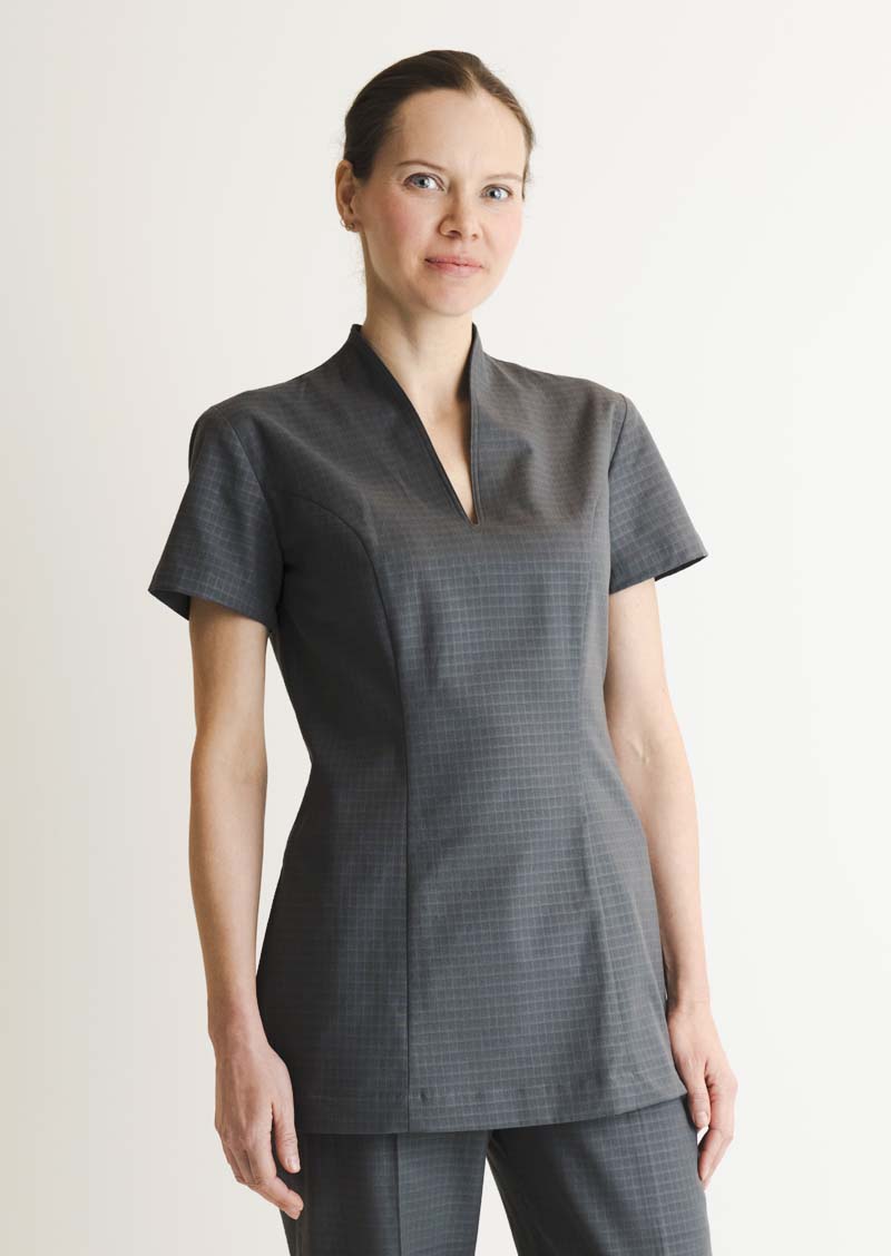 elegant dark grey spa tunic