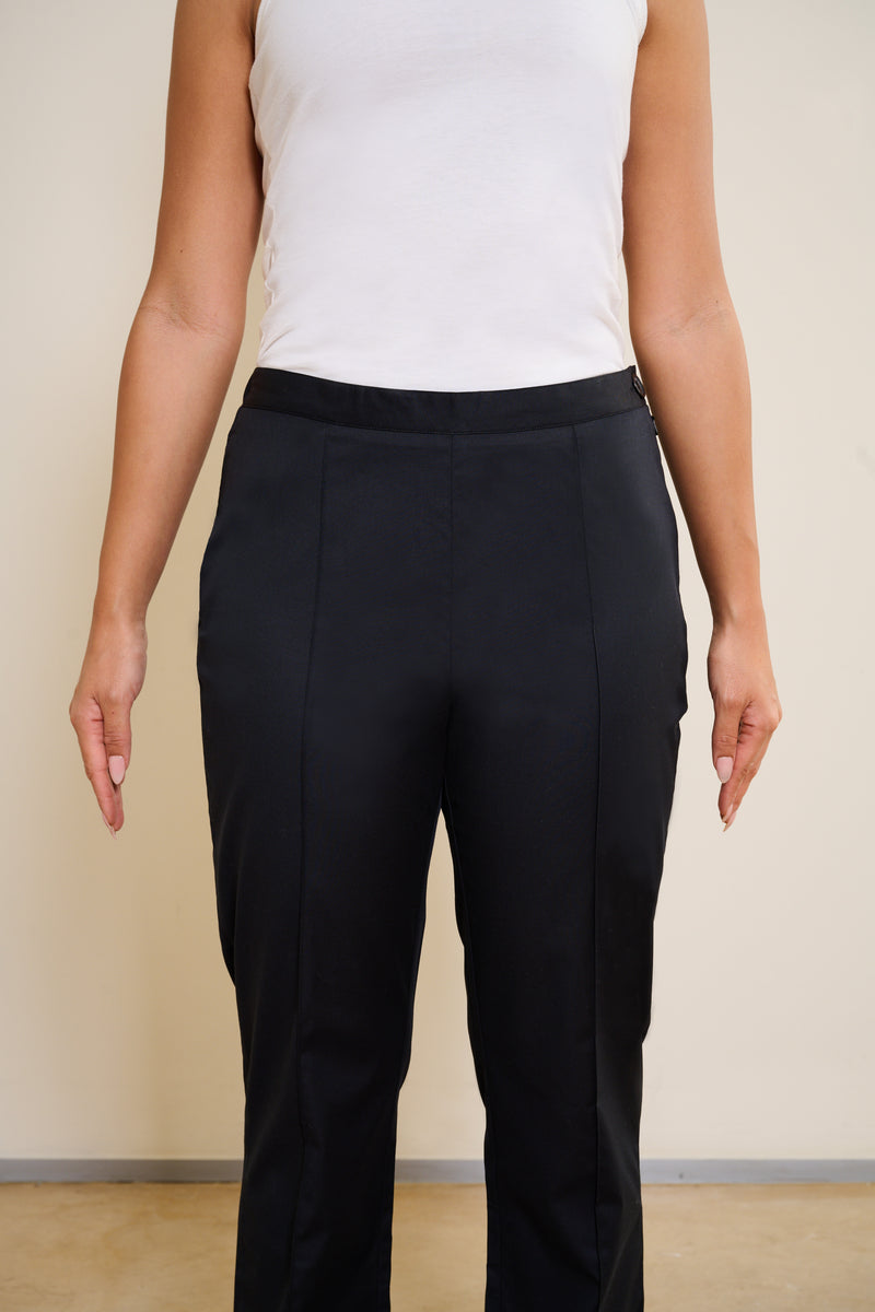 Black spa trousers with button