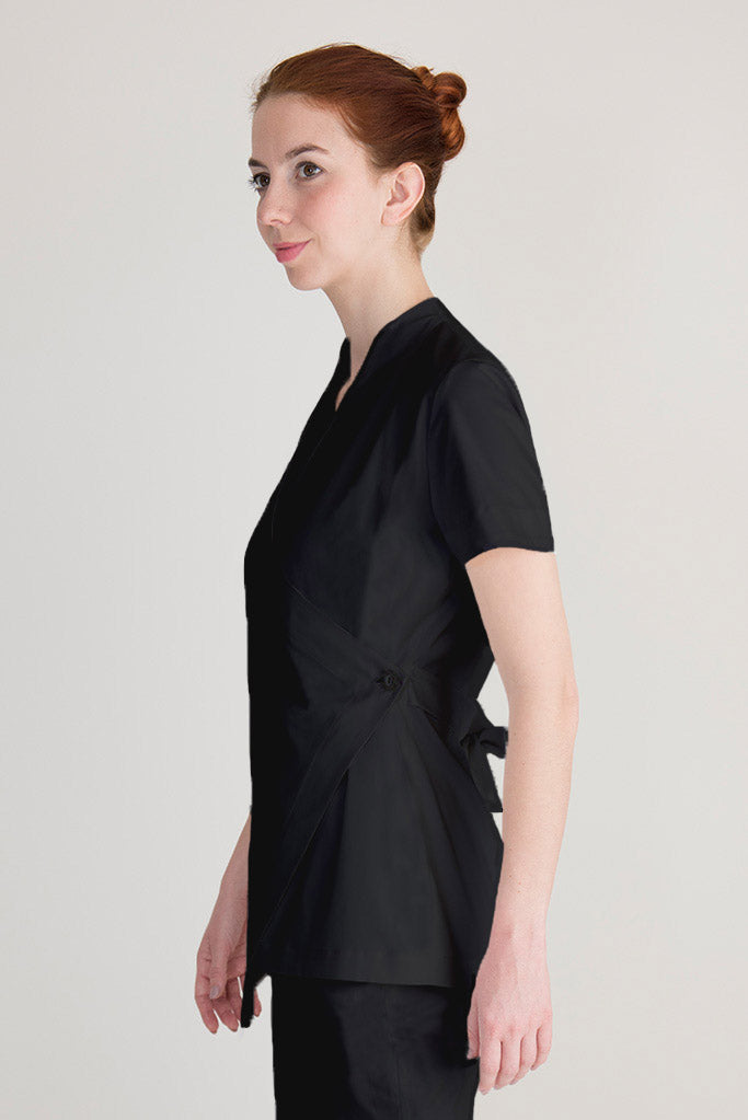 female black wrap spa uniform